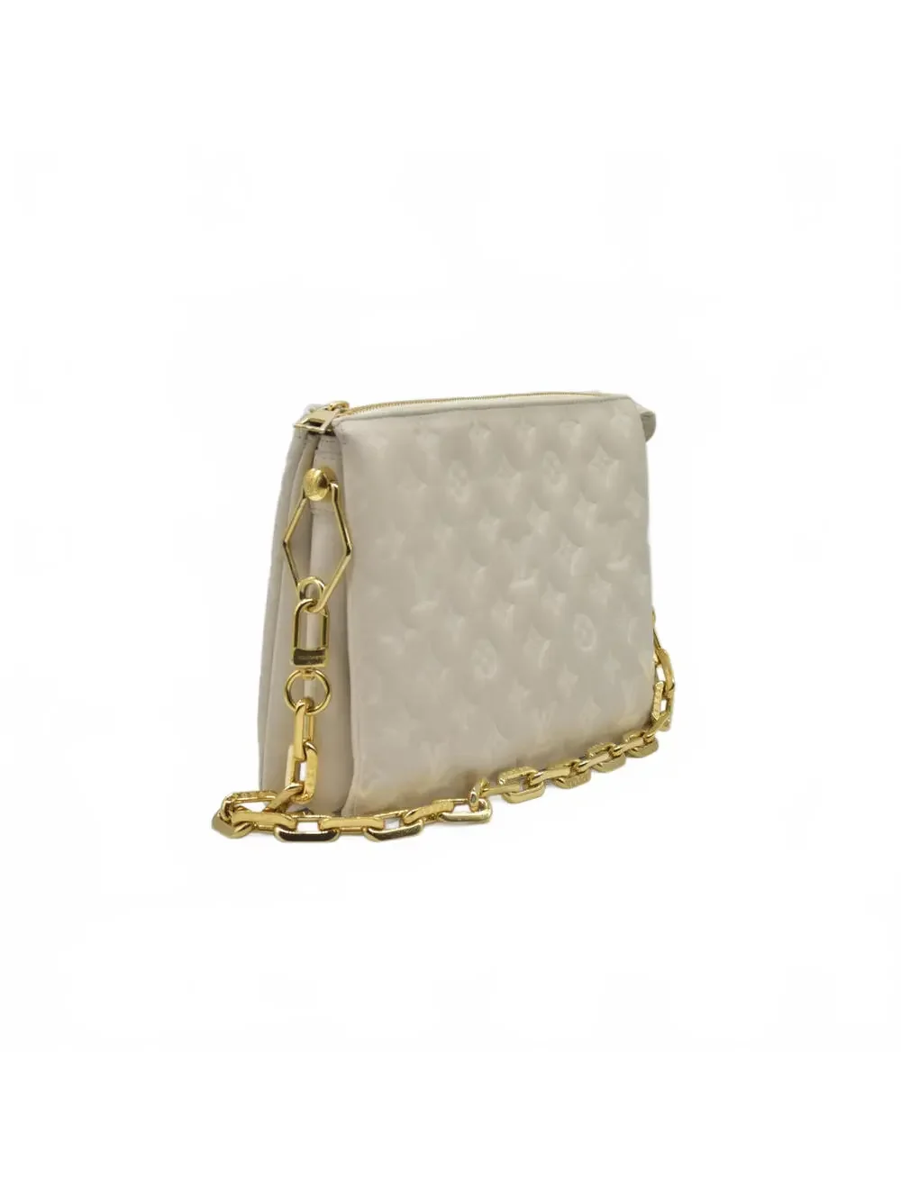 $4950 Louis Vuitton Lambskin Embossed Monogram Coussin PM
